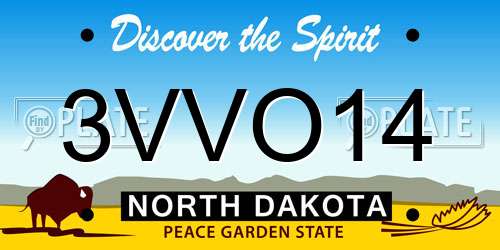 3VVO14 North Dakota License Plate