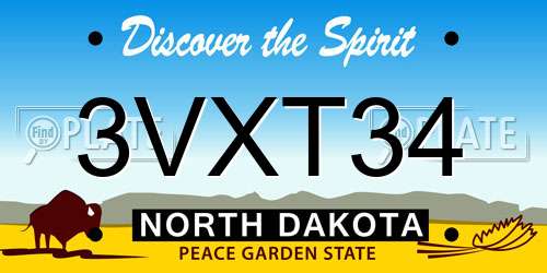 3VXT34 North Dakota License Plate