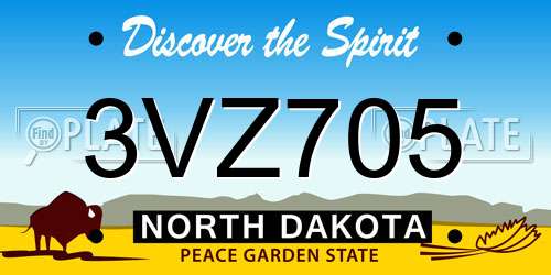 3VZ705 North Dakota License Plate