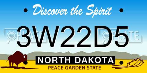 3W22D5 North Dakota License Plate
