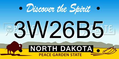 3W26B5 North Dakota License Plate