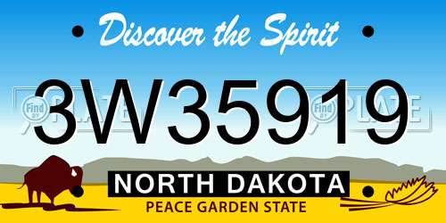 3W35919 North Dakota License Plate