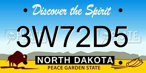 3W72D5 North Dakota License Plate