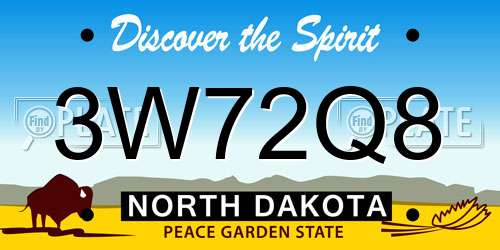 3W72Q8 North Dakota License Plate