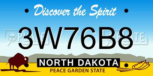 3W76B8 North Dakota License Plate