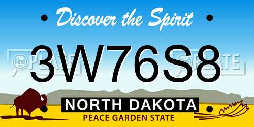 3W76S8 North Dakota License Plate