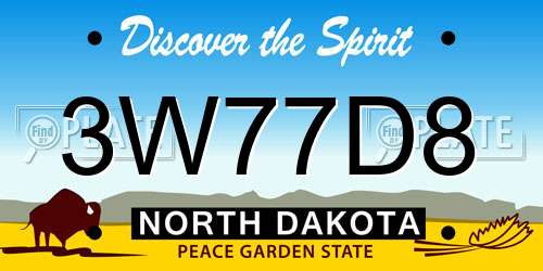 3W77D8 North Dakota License Plate