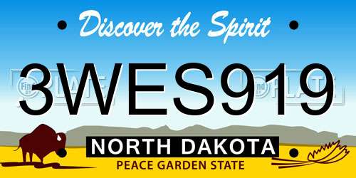 3WES919 North Dakota License Plate