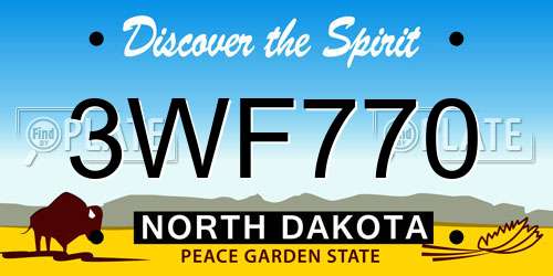 3WF770 North Dakota License Plate