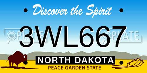 3WL667 North Dakota License Plate
