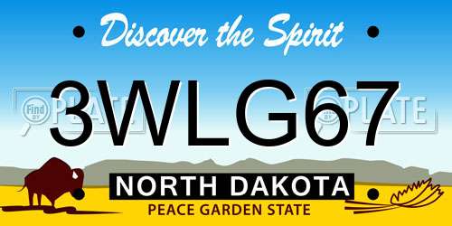 3WLG67 North Dakota License Plate