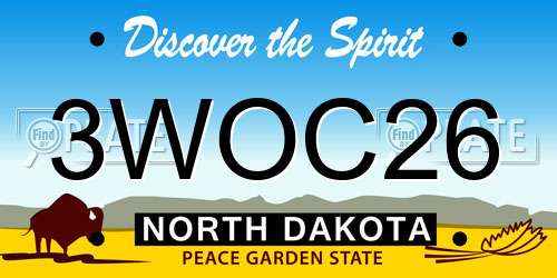 3WOC26 North Dakota License Plate