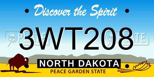 3WT208 North Dakota License Plate