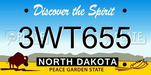 3WT655 North Dakota License Plate