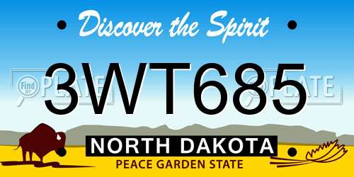 3WT685 North Dakota License Plate