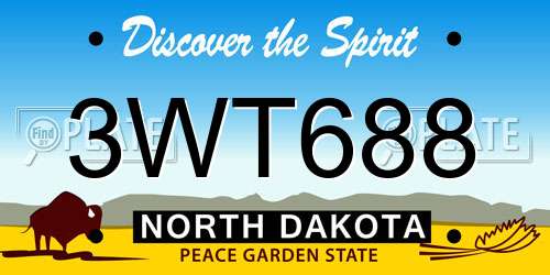 3WT688 North Dakota License Plate