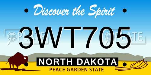 3WT705 North Dakota License Plate