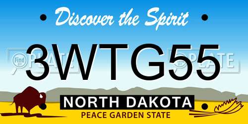 3WTG55 North Dakota License Plate