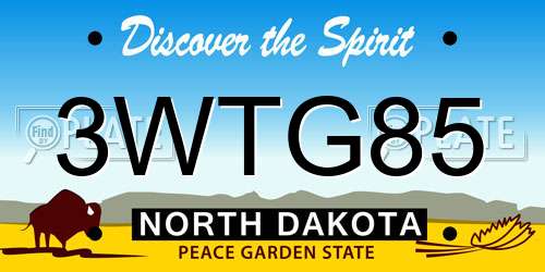 3WTG85 North Dakota License Plate