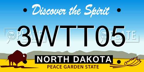 3WTT05 North Dakota License Plate
