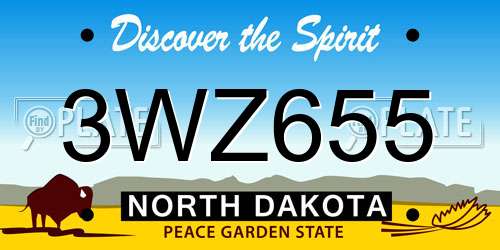 3WZ655 North Dakota License Plate