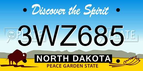 3WZ685 North Dakota License Plate
