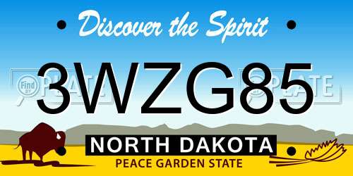 3WZG85 North Dakota License Plate