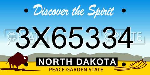 3X65334 North Dakota License Plate