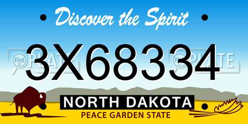 3X68334 North Dakota License Plate