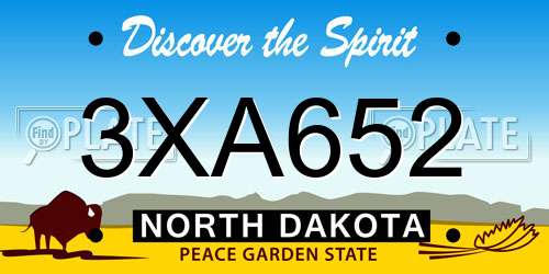 3XA652 North Dakota License Plate