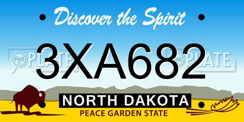 3XA682 North Dakota License Plate