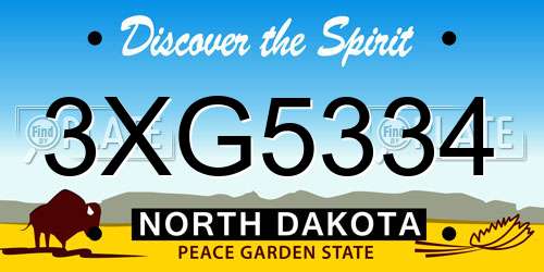 3XG5334 North Dakota License Plate