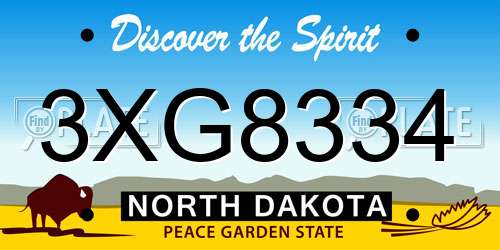 3XG8334 North Dakota License Plate