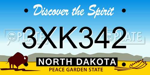 3XK342 North Dakota License Plate