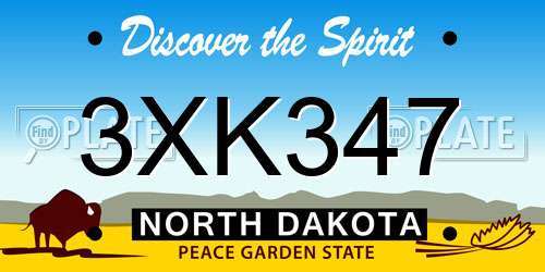 3XK347 North Dakota License Plate