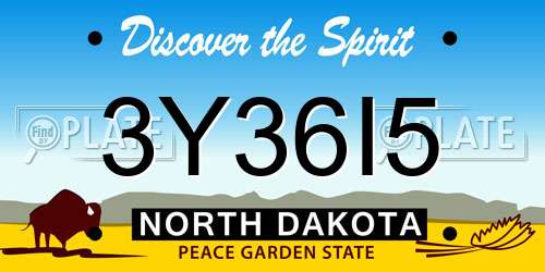 3Y36I5 North Dakota License Plate