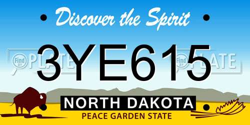 3YE615 North Dakota License Plate