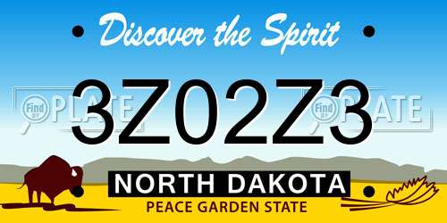 3Z02Z3 North Dakota License Plate