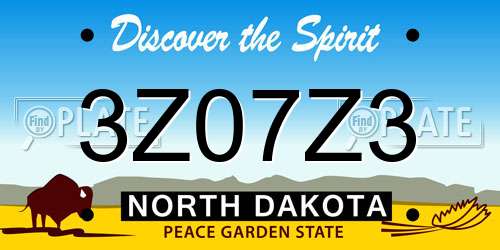 3Z07Z3 North Dakota License Plate