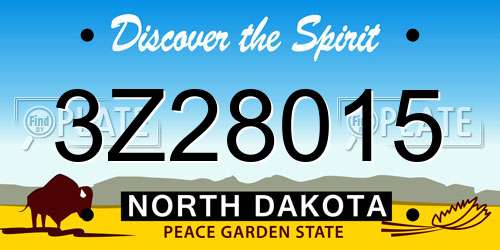 3Z28015 North Dakota License Plate