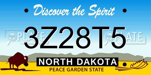 3Z28T5 North Dakota License Plate
