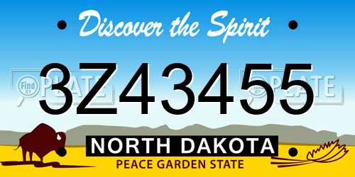 3Z43455 North Dakota License Plate