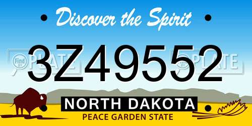 3Z49552 North Dakota License Plate