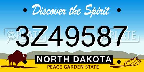 3Z49587 North Dakota License Plate