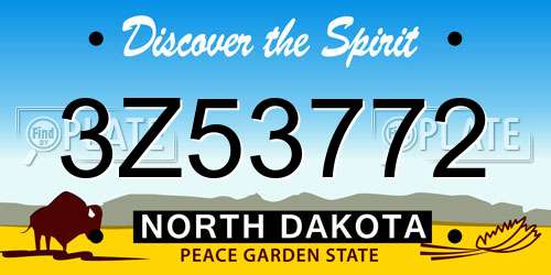 3Z53772 North Dakota License Plate