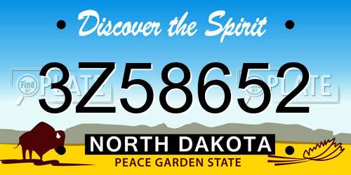 3Z58652 North Dakota License Plate