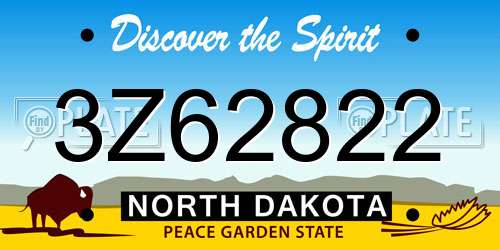 3Z62822 North Dakota License Plate
