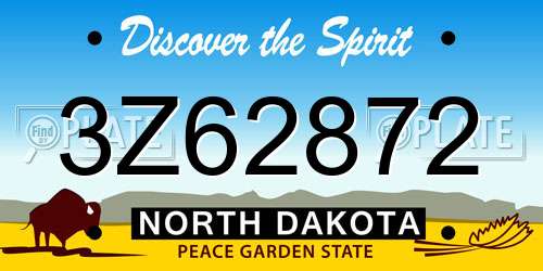 3Z62872 North Dakota License Plate