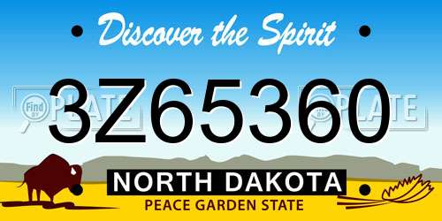 3Z65360 North Dakota License Plate