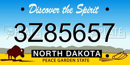 3Z85657 North Dakota License Plate